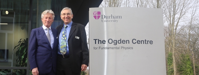 Carlos and Sir Peter Ogden at the official opening of the new Ogden Centre for Fundamental Physics, Durham 2017