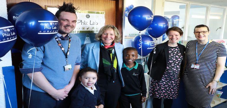 teachers and pupils at the phiz lab opening