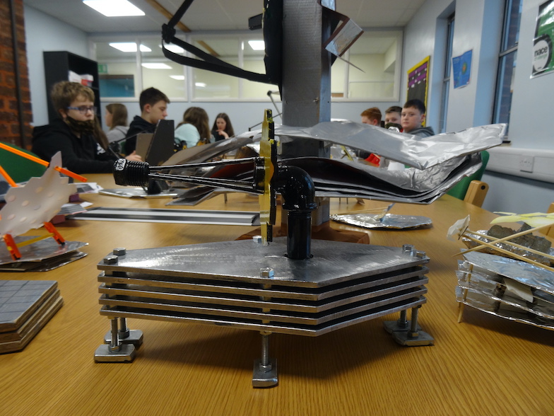 Models of the James Webb telescope created by pupils for a competition